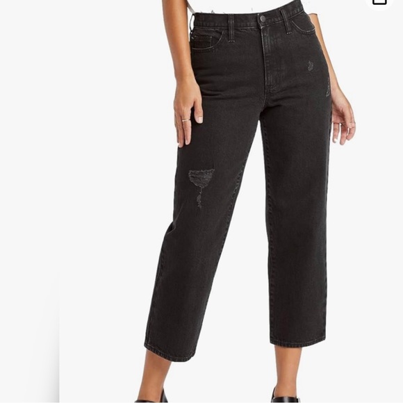 NWT Universal Thread High Rise Vintage Straight Distressed Jeans Black Sz 18/34R - Picture 4 of 13